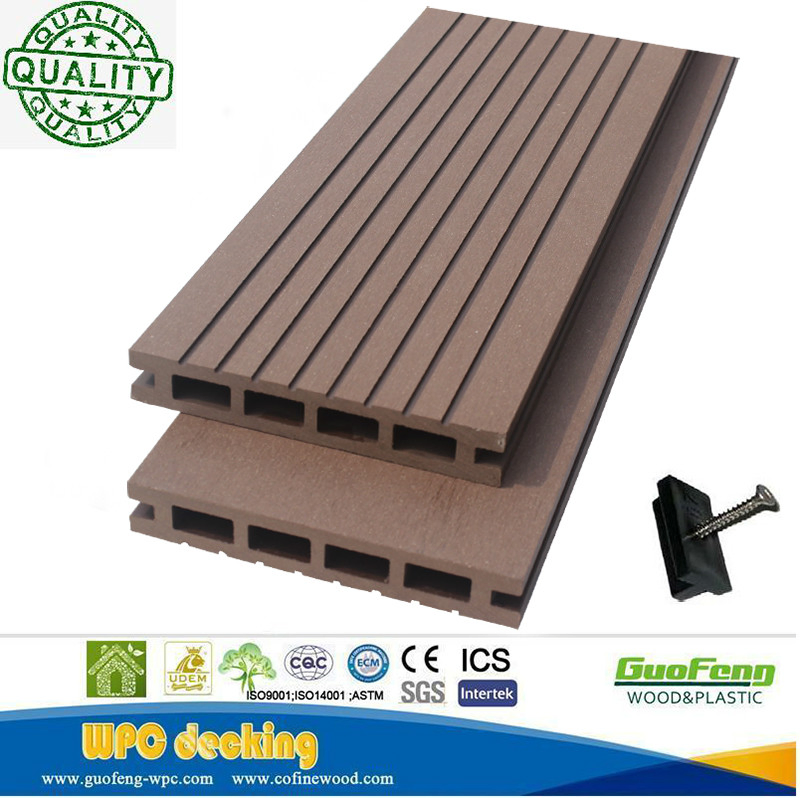 Fashion Green Recyclable Anti-UV Decorative Hollow WPC Composite Decking/Flooring with Customized Colors