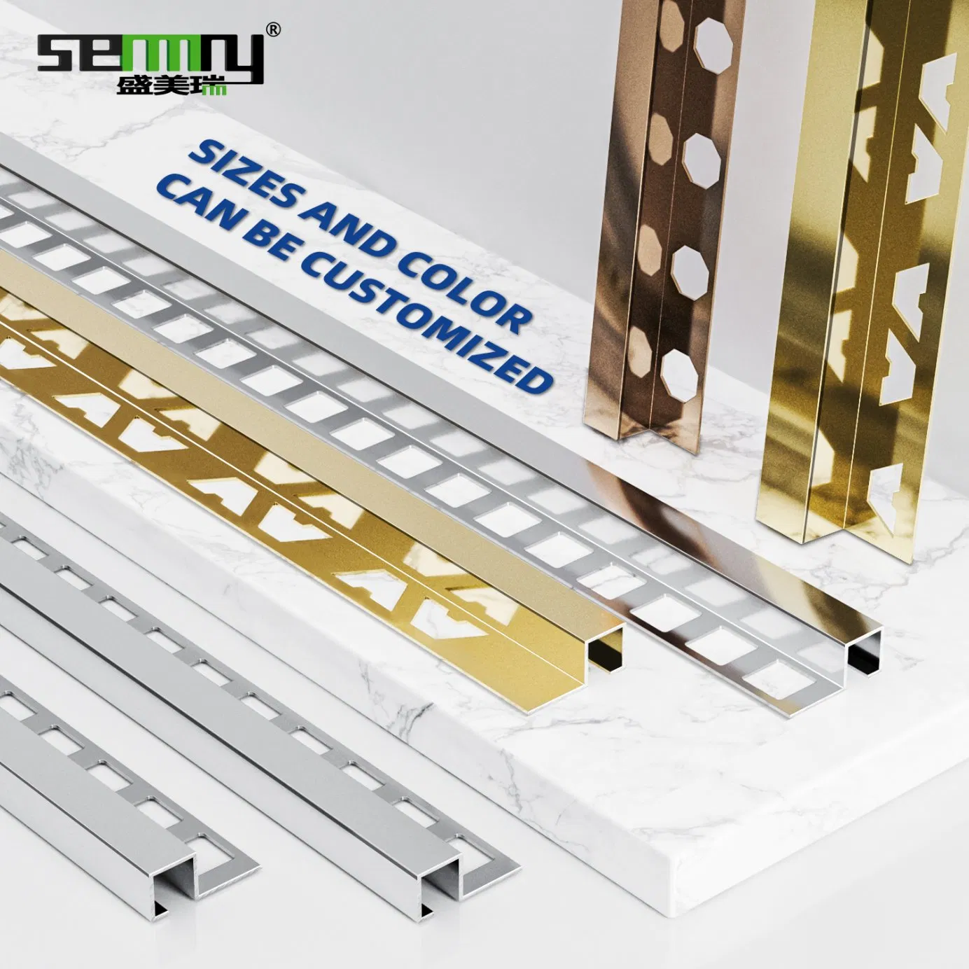 304 Stainless Steel Matt Silver Finish Square Corner Tile Trim