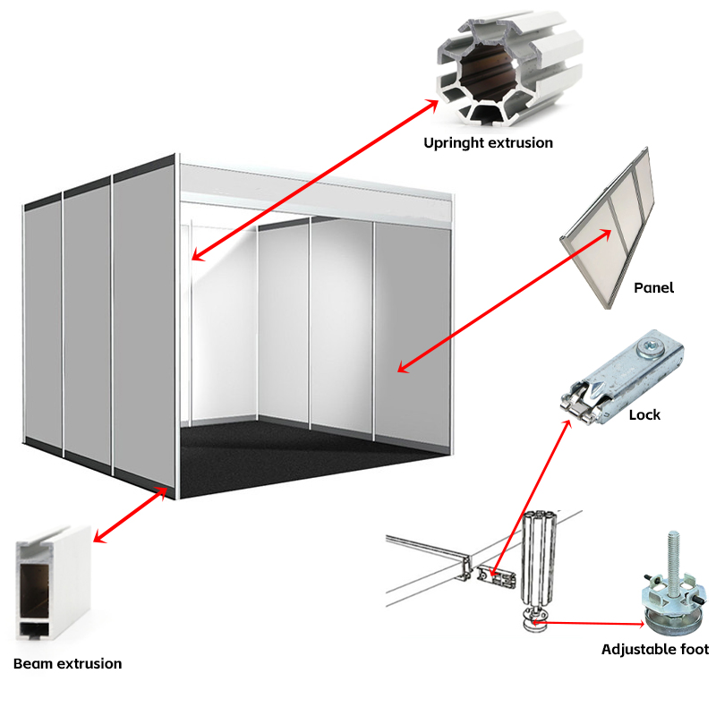 Steel Iron Cabinet Lock Exhibition Booth Beam Connection Parts Hardware Tension Lock for Trade Show Booth Display