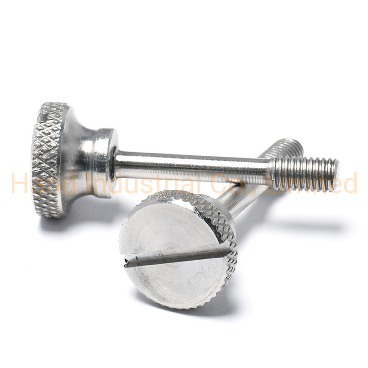 Custom M3 Knurled Head Screws Slotted Diamond Stainless Steel Captive Screws