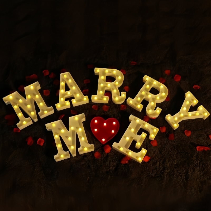 Wedding Decors Marry Me LED Lighted Sign Acrylic Marquee Number Letters Giant Light up Letters Party Bar Letters with Lights