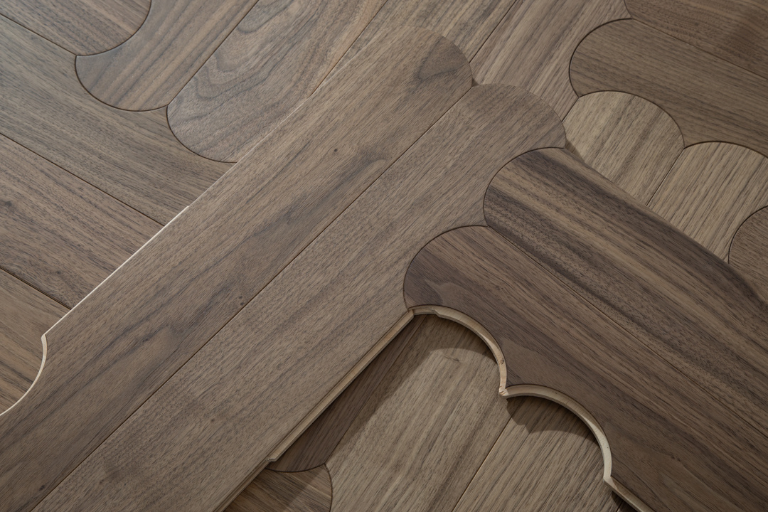 Black Walnut Shaped Parquet Flooring Biscuit Shape Wooden Flooring