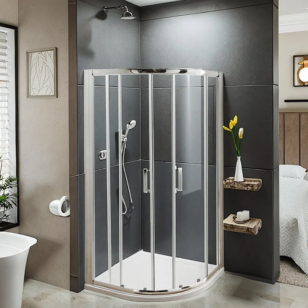 Modern Double-Opening Sliding Quadrant Shower Enclosure Tempered Shower Glass Door Shower Rooms