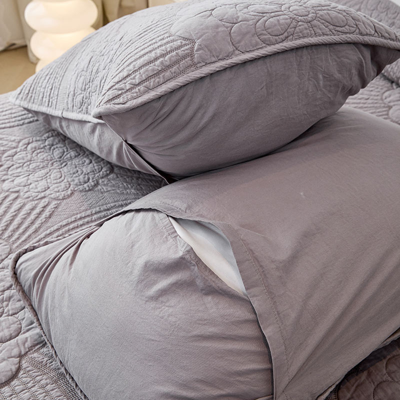 Grey Pure Cotton Quilt Air Conditioning Summer Cool Cotton Quilted Thick Blanket Comforter Set Pillowcase Bed Sheet