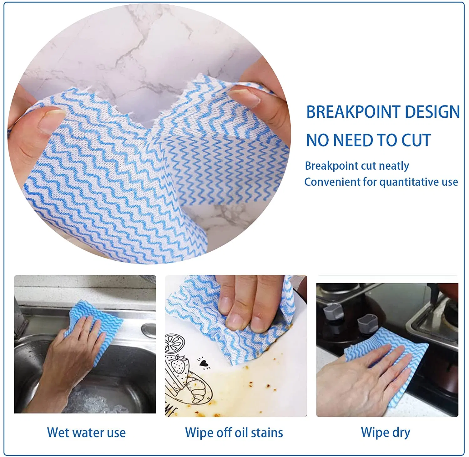 Non-Woven Disposable Kitchen Cloths Dish Towels Fast Decontamination