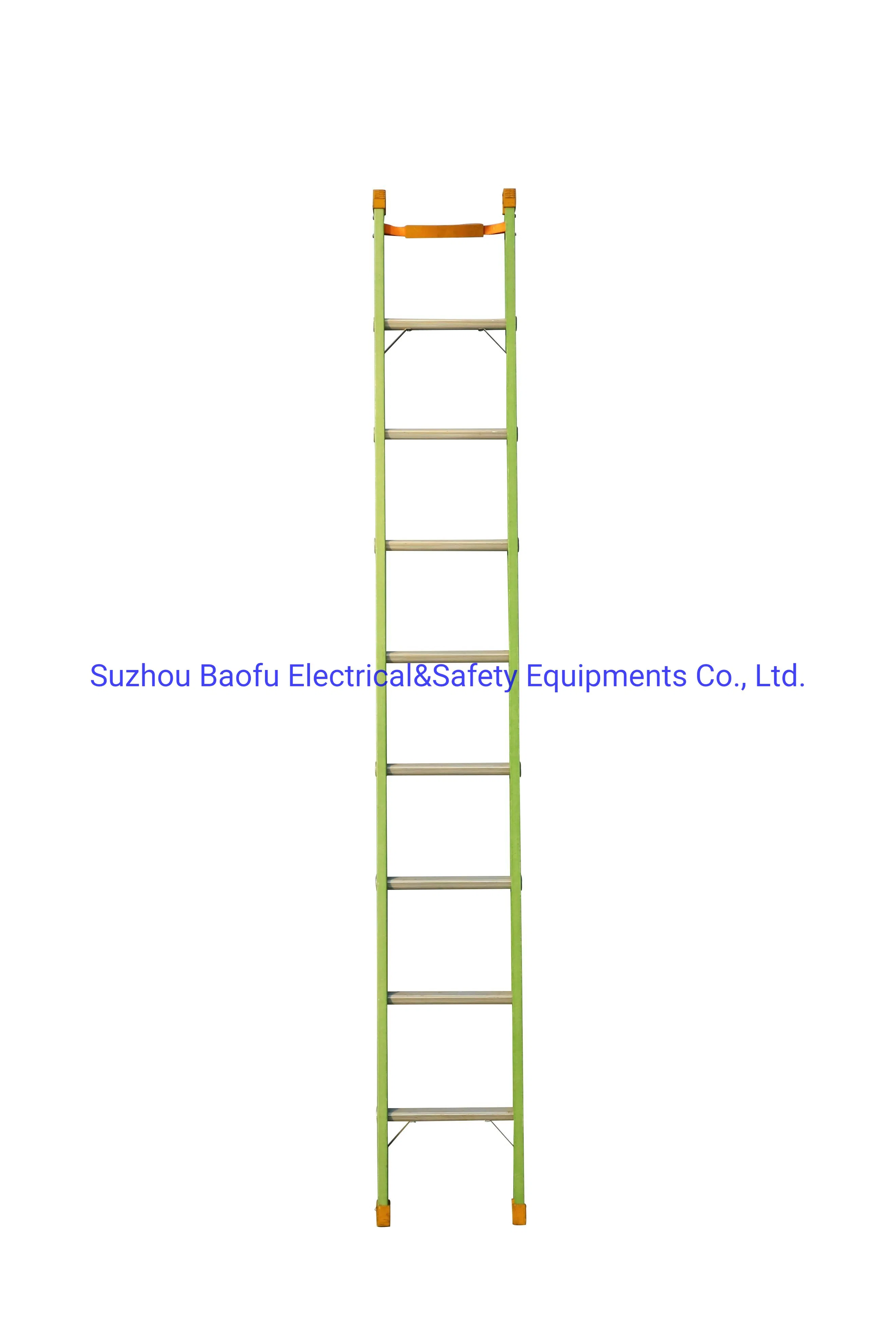 En131 Approved 3m 35kv Green Fiberglass Straight Ladder