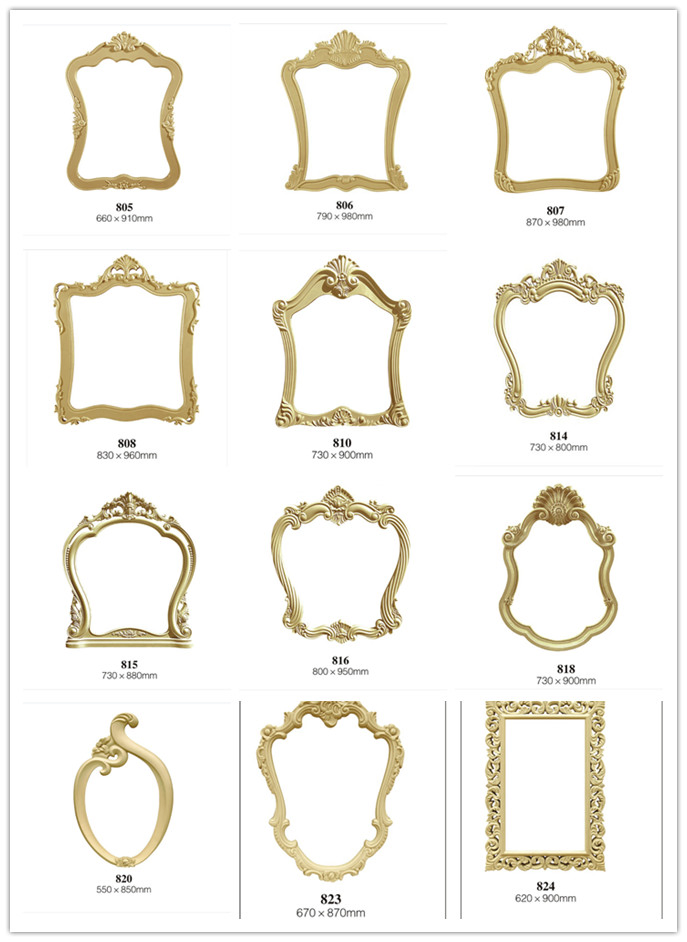 Antique Irregular Decorative Decoration Wall Haning Silver Plastic Hotel Vanity Furniture Frame Hotel Bathroom Mirror