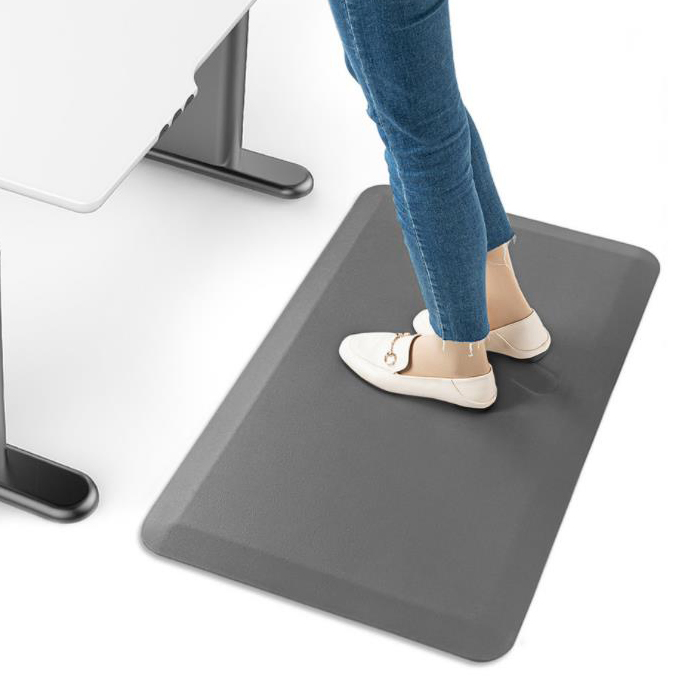 Amazon Mat Non-Slip Anti-Fatigue PVC Leather kitchen Floor Mat Black Gray 18mm PVC Kitchen Mat