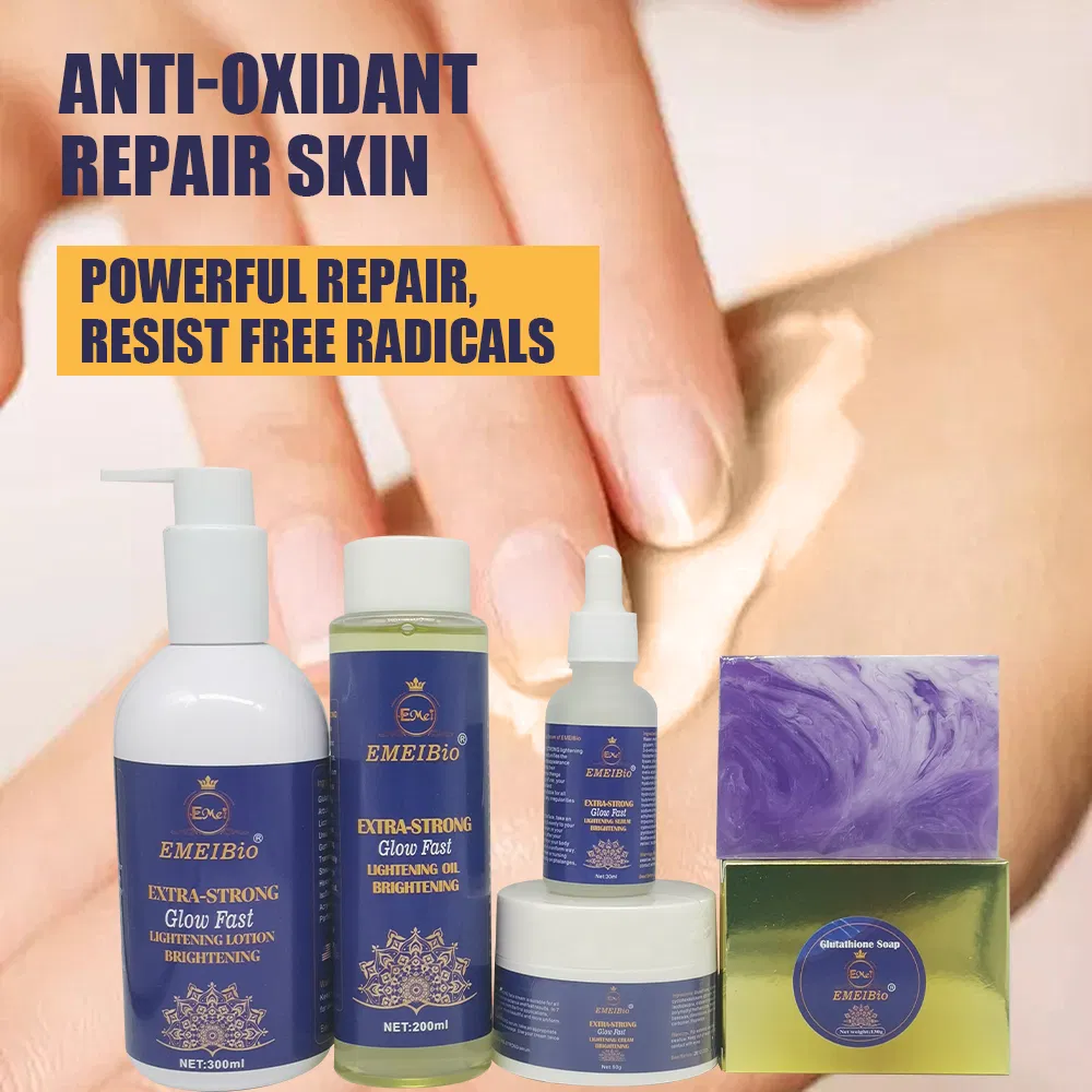 Rejuvenating Set for Whitening Five Piece Glutathione Vitamin C Serum Face Cream Soap Body Lotion Organic Body Whitening Skincare Set