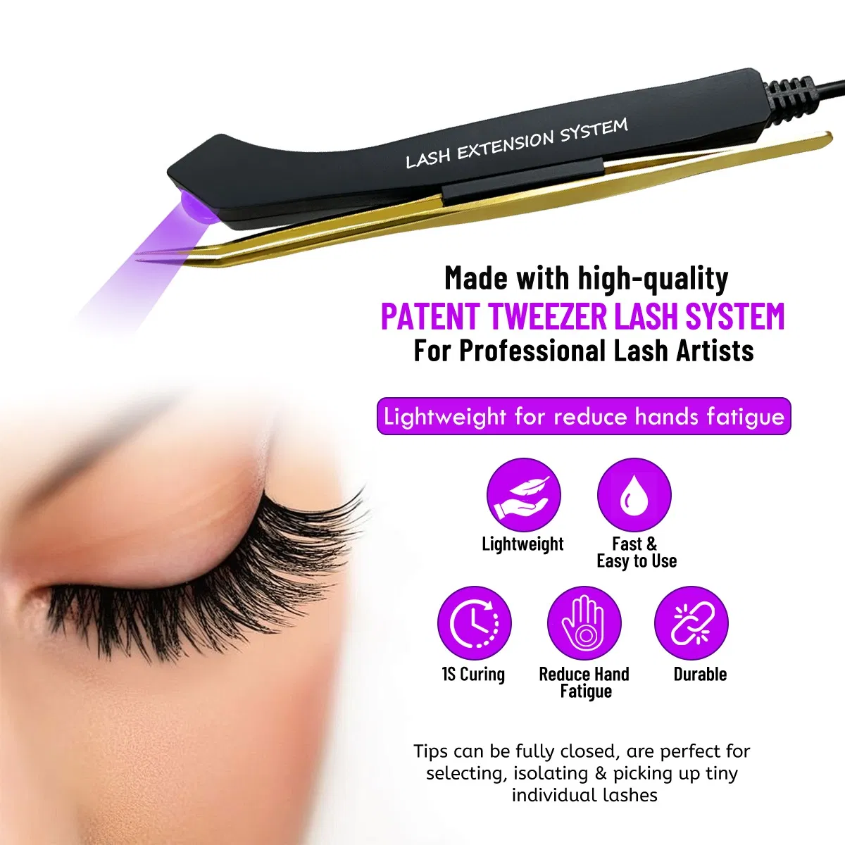 3W UV Lash Extension Glue Light on Tweezers UV Lamp Eyelashes