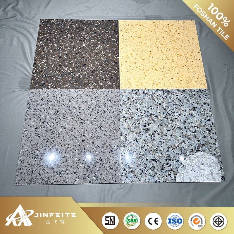 Blue Color High Gloss porcelain Terrazzo Tile for Bathroom Floor 60*60cm Cheap Price