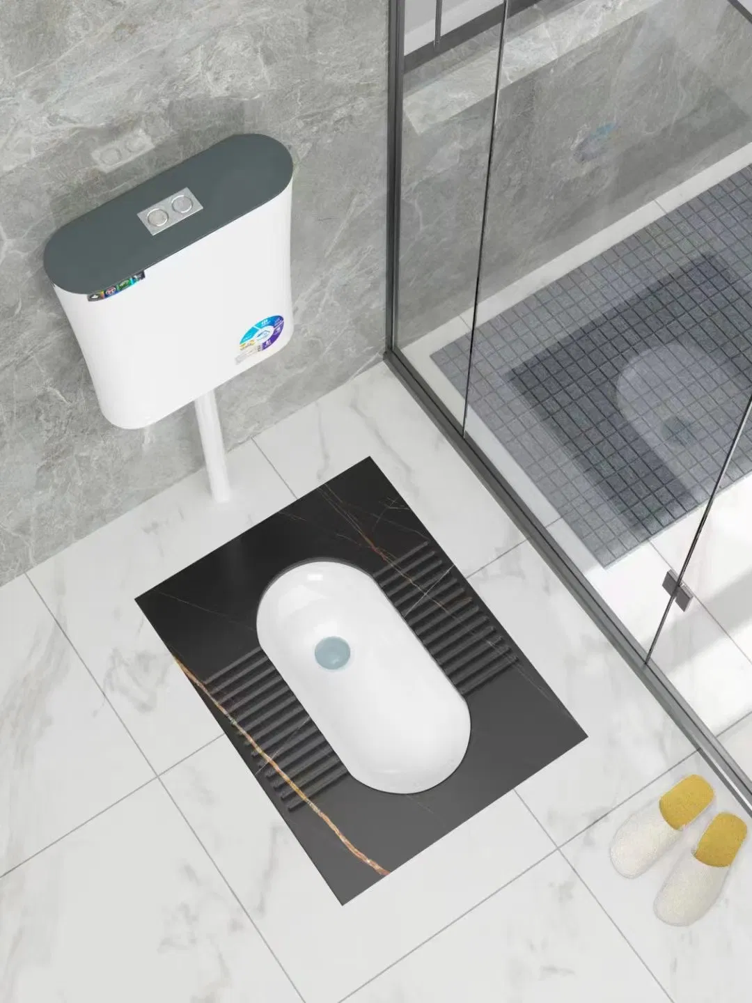 Wc Sintered Stone Ceramic Squatting Toilet Public White Marble Color Squat Toilet Pan