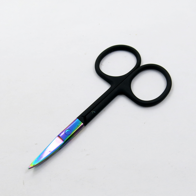 Titanium Plating Sharp with Black Coated Handle Eyebrow Eyebrow Eyelash Trimming Beauty Scissors Cuticle Manicure Cutter
