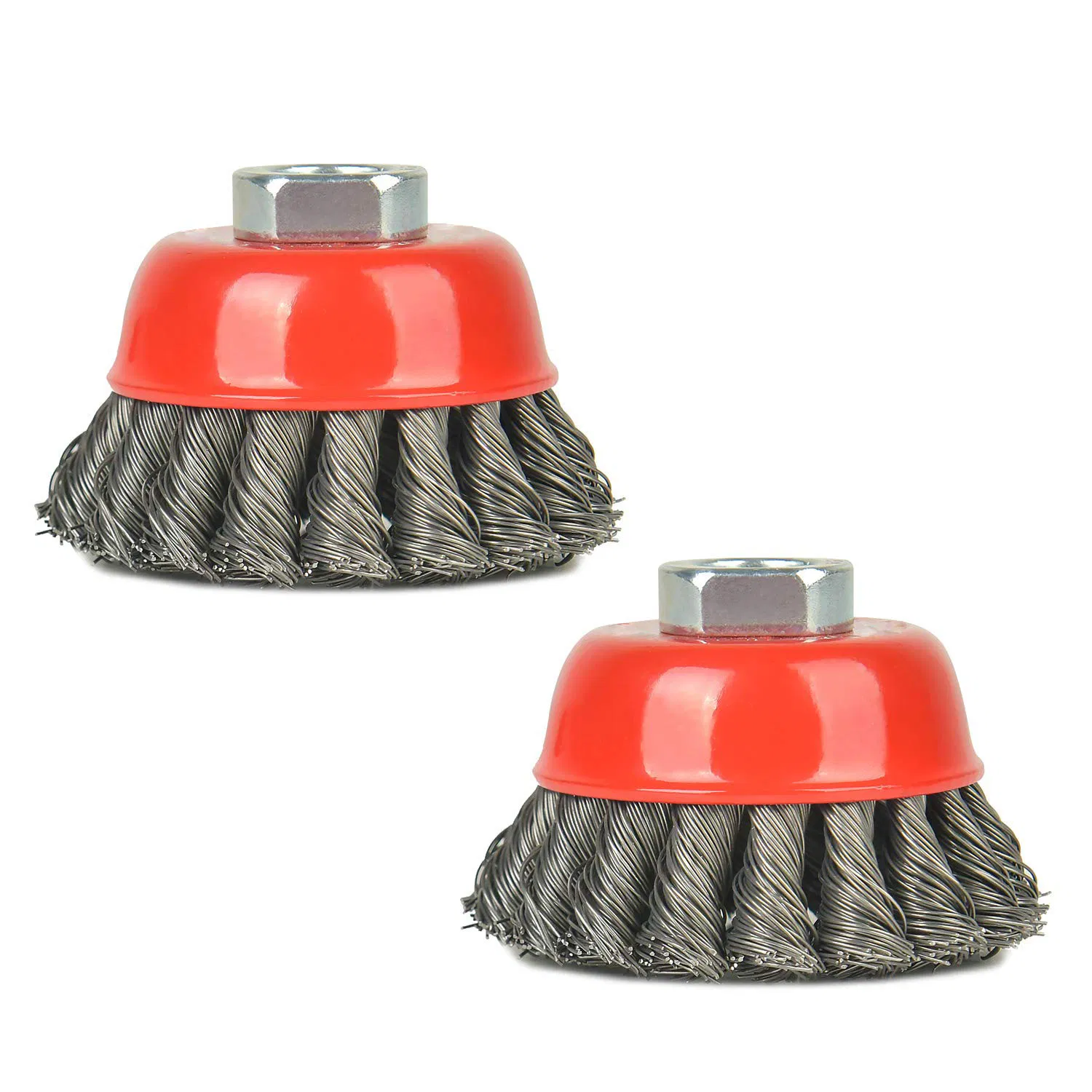 Inch Twisted Knotted Cup Brush with 5/8"-11 Wire Wheel Brush Cup