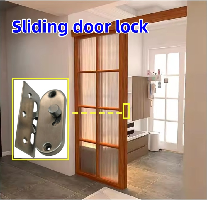 Sliding Folding Cupboard Door Hook Lock Hidden Concealed Door Steel Lock Set with Key Wooden for Aluminium Glass Bathroom Cabinet Door