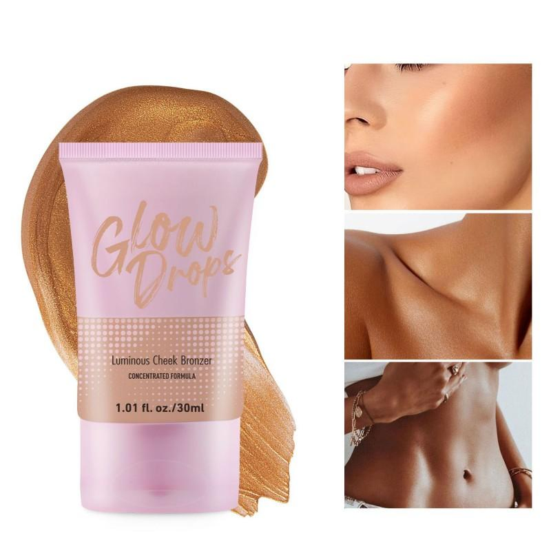 High Quality 30ml Liquid Highlighter Soft Tube Pearl Glow Radiant Glow Drops Bronze Long Lasting Gentle Formula Makeup Private Label Highlighter