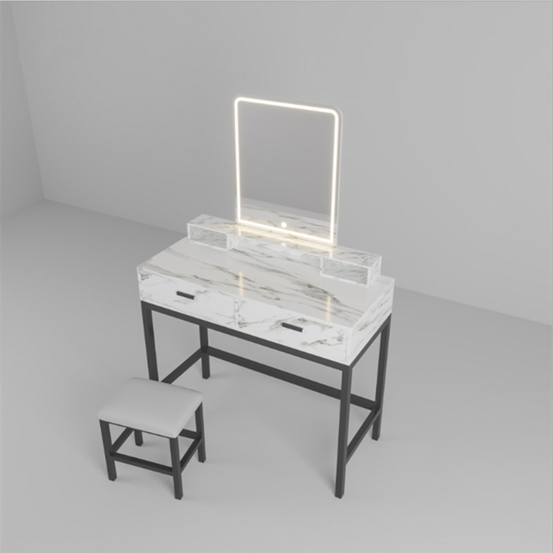 Dressing Table Marble Solid Wood Dressing Table with LED Light Makeup Mirror