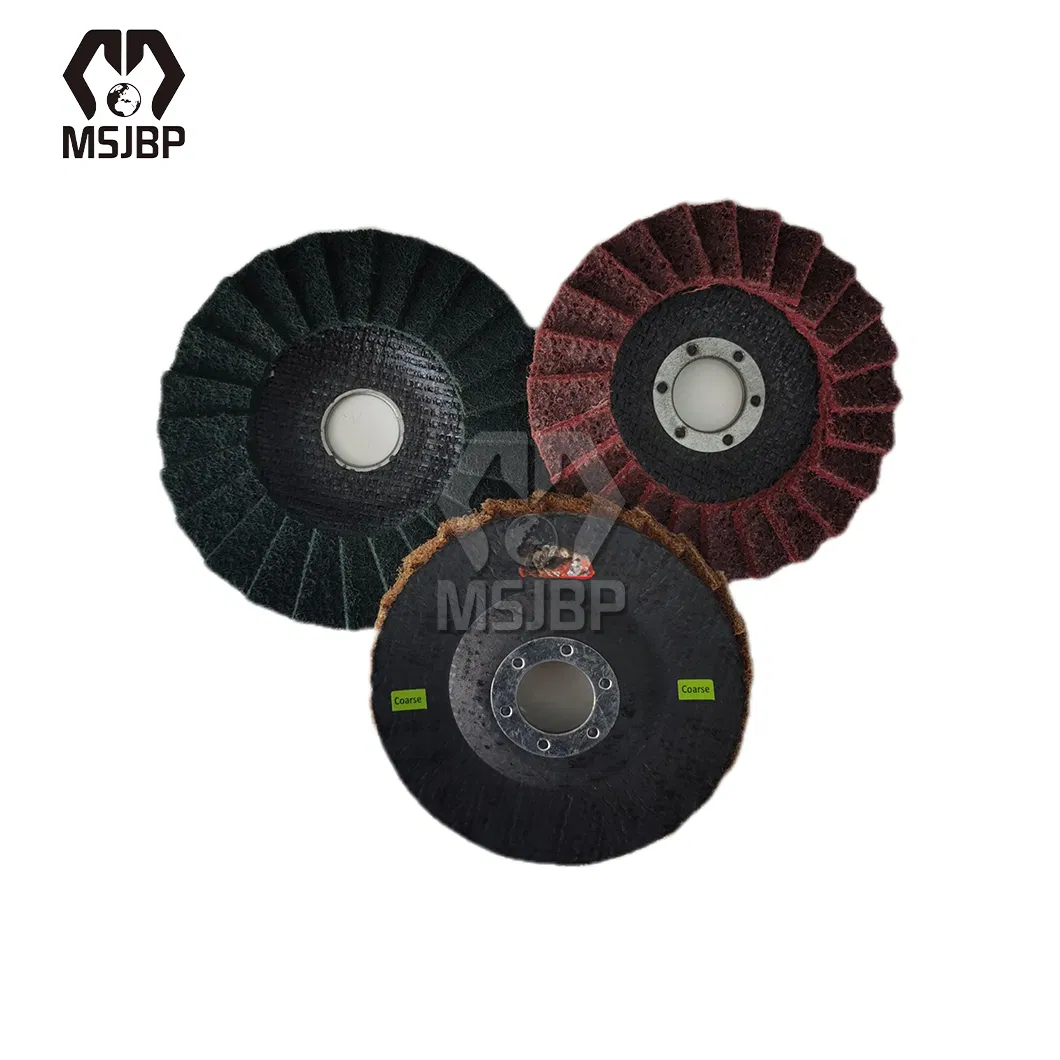 Msjbp Nylon Fiber Grinding Wheel China Manufacturers Coarse / Medium / Fine Grit High Quality Blue Non-Woven Flap Disc for Woodworking