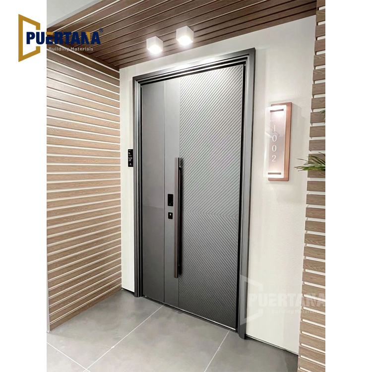 High End Custom Metal Stainless Steel Security Doors for Houses Smart Front Entry Doors Design