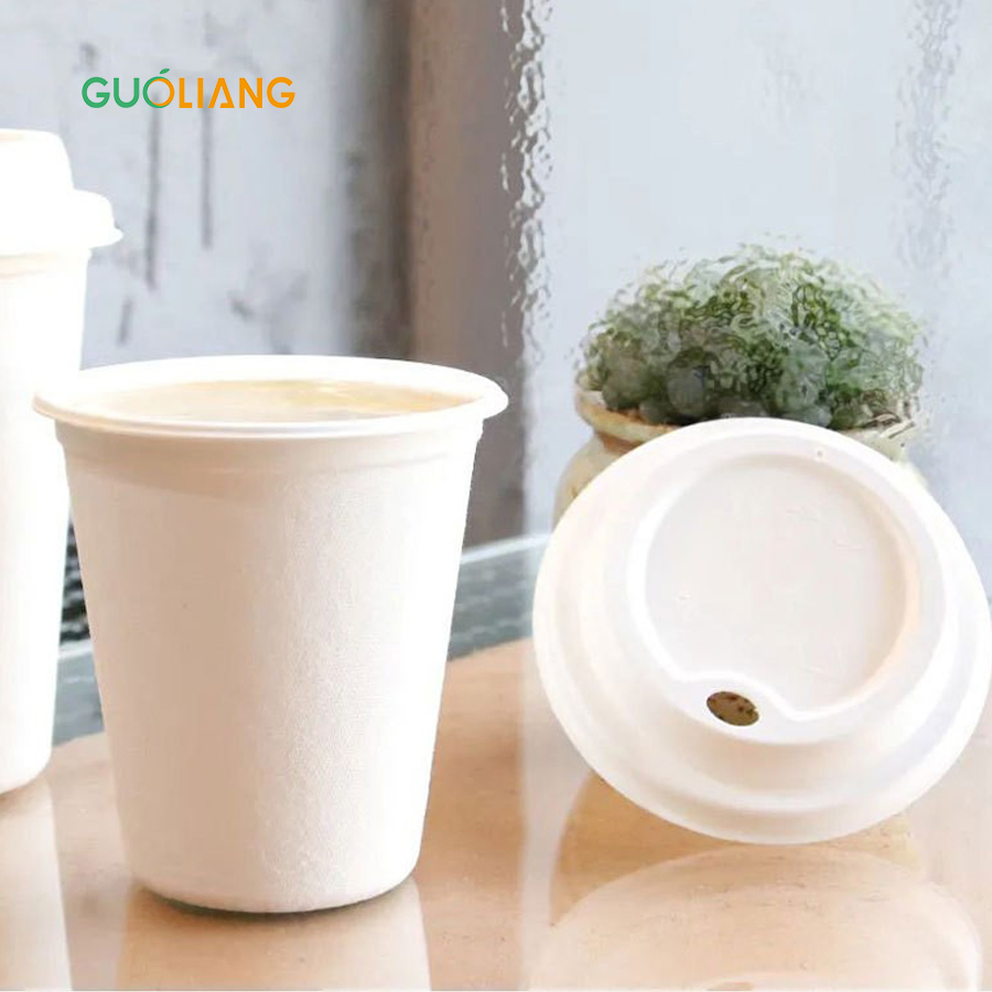 Бумажный стакан для кофе из сахарного тростника с крышкой