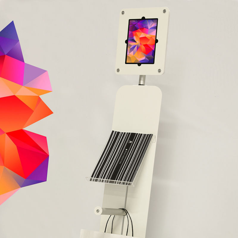 High Quality Floor-Standing Tablet Stand with Italian Design Matching Booth Promotion Table