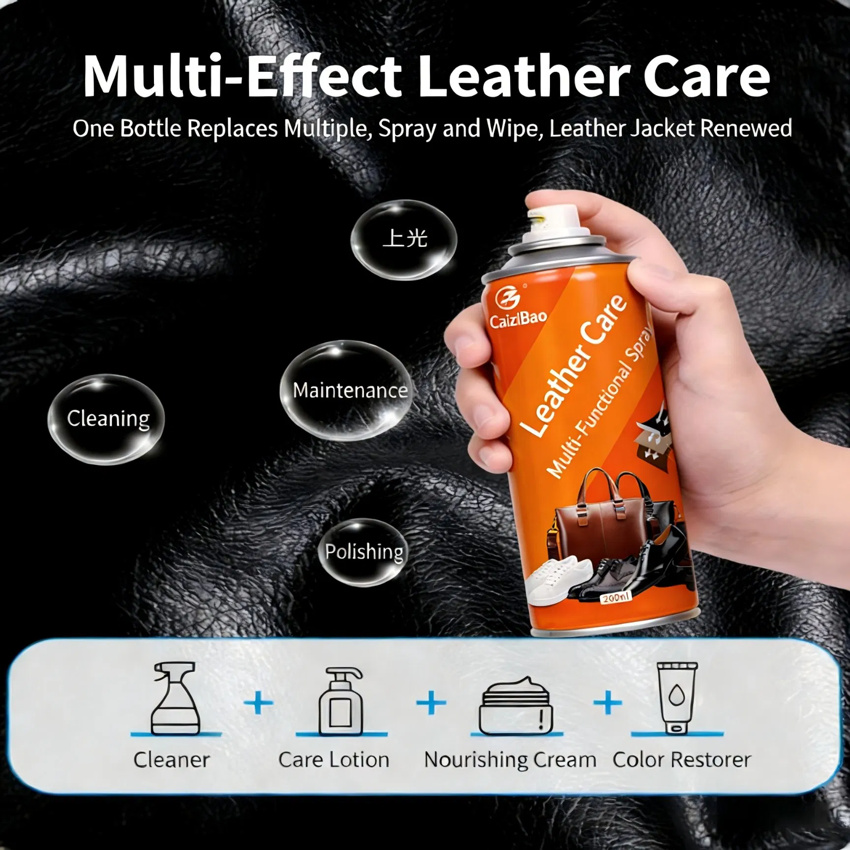 Premium Leather Care Spray - Cleaner & Conditioner for Shoes Sofa Bag