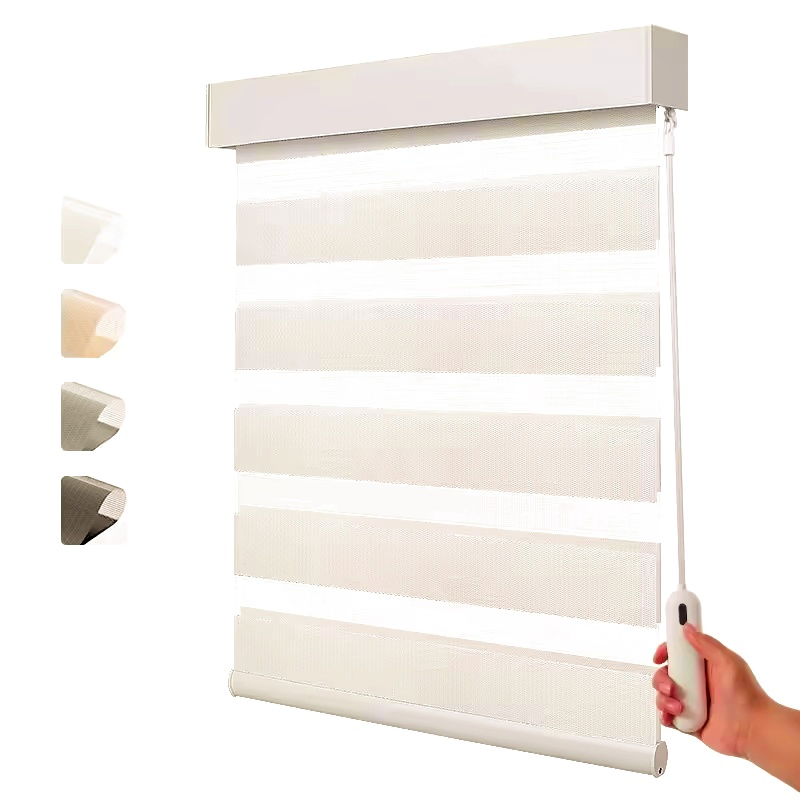 Automatic Blackout Cordless Zebra Blinds for Windows Free-Stop Window Blinds