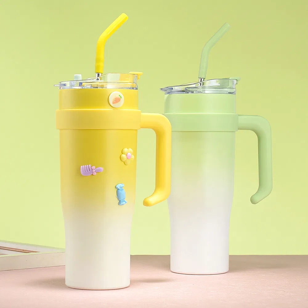 Big Capacity Gradient Color 40oz Office Stainless Steel Bottle with Straw