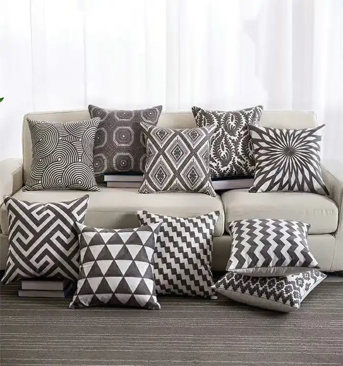 Home Decoration Abstract Geometric Polyester Jacquard Embroidery Throw Pillow Case Cushion Cover Sofa Pillowcase