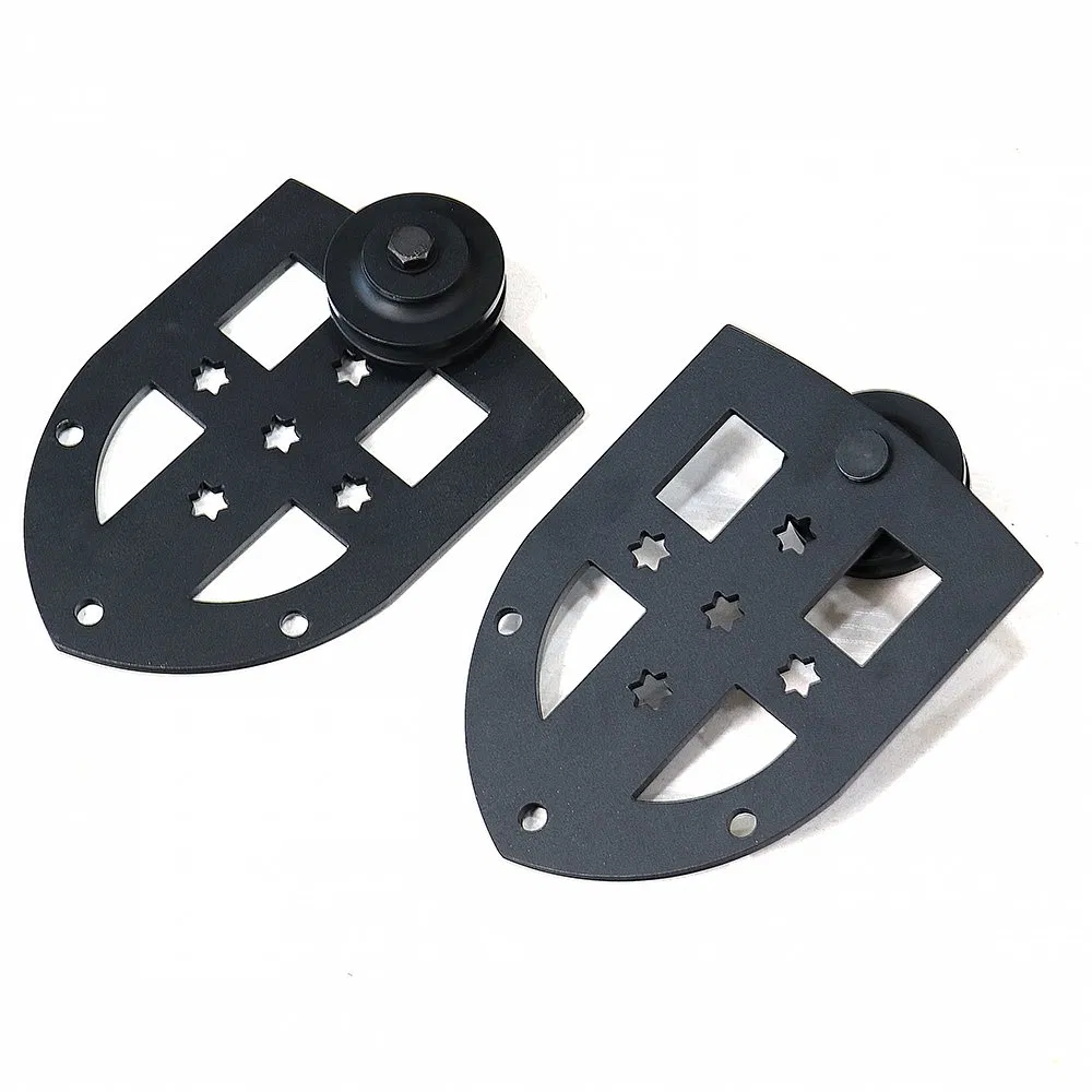 mm-23dp-6FT Sliding Barn Door Track Kit Shield Design Wheel