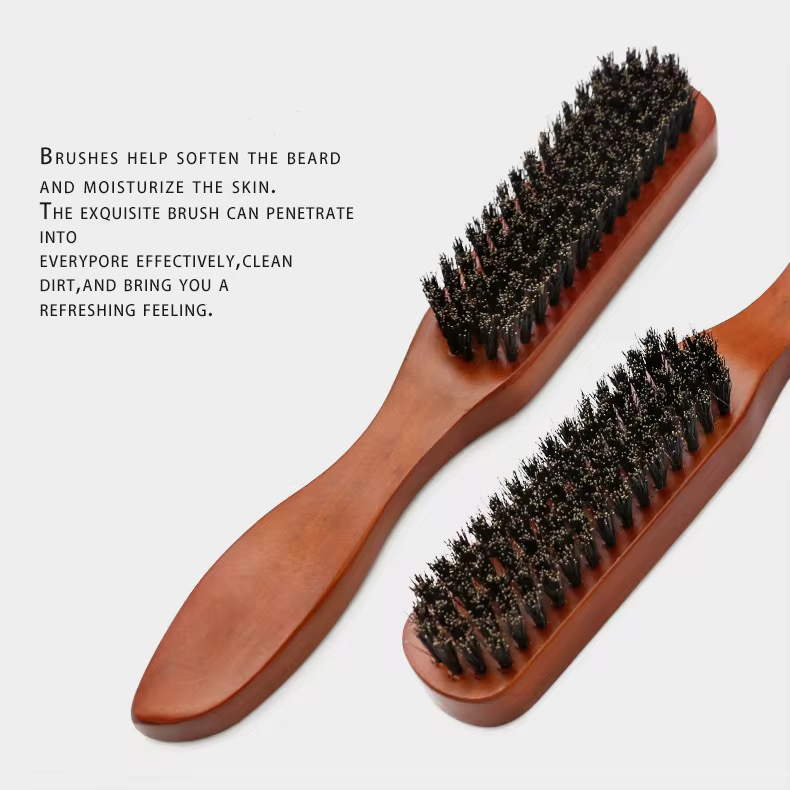 100% Natural Medium-Soft Wild Boar Bristle Custom Logo Beard Brush