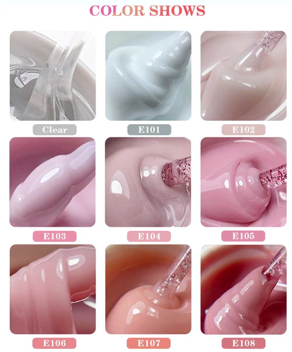 10 Color Customized Private Label Soak off Nail Art LED UV Builder Gel for Nail Extension