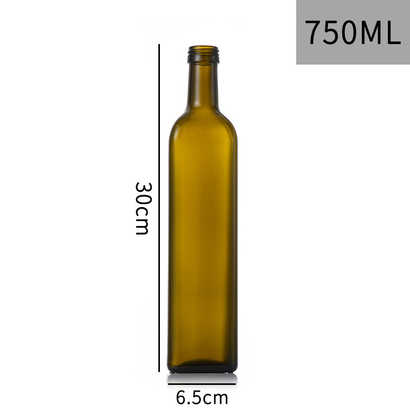 250ml 500ml 750ml Squar Custom Empty Green Beverage Glass Stackable Oliver Oil Bottle