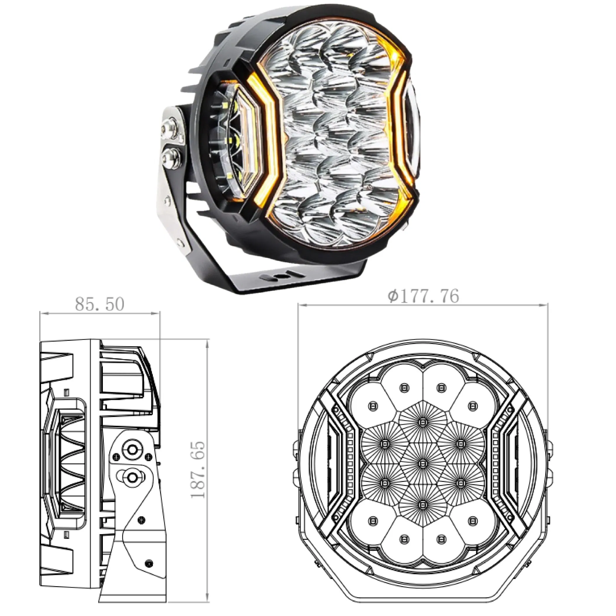 LED-фары 70W Euro Dual Color Amber для внедорожников