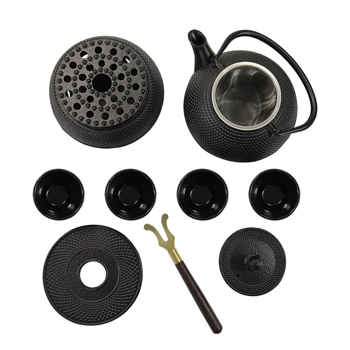 Cast Iron Teapot Set Water/Coffee Kettle with Cups