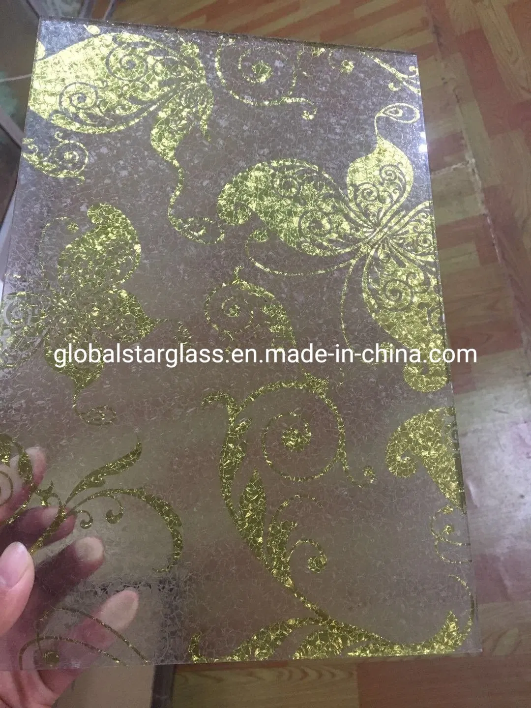 4-5mm Golden Design Glass, Art Glass, Acid Etched Glass, Frosted Glass, Stained Glass, Different Color Decoration Glass for Building
