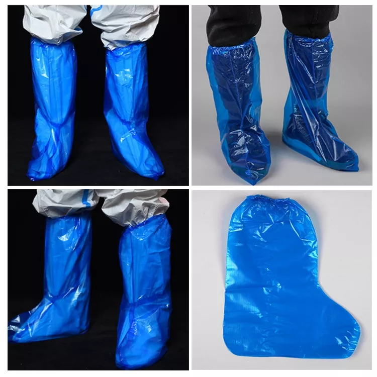 Blue Long Plastic Waterproof Disposable Foot Safety Shoe Cover