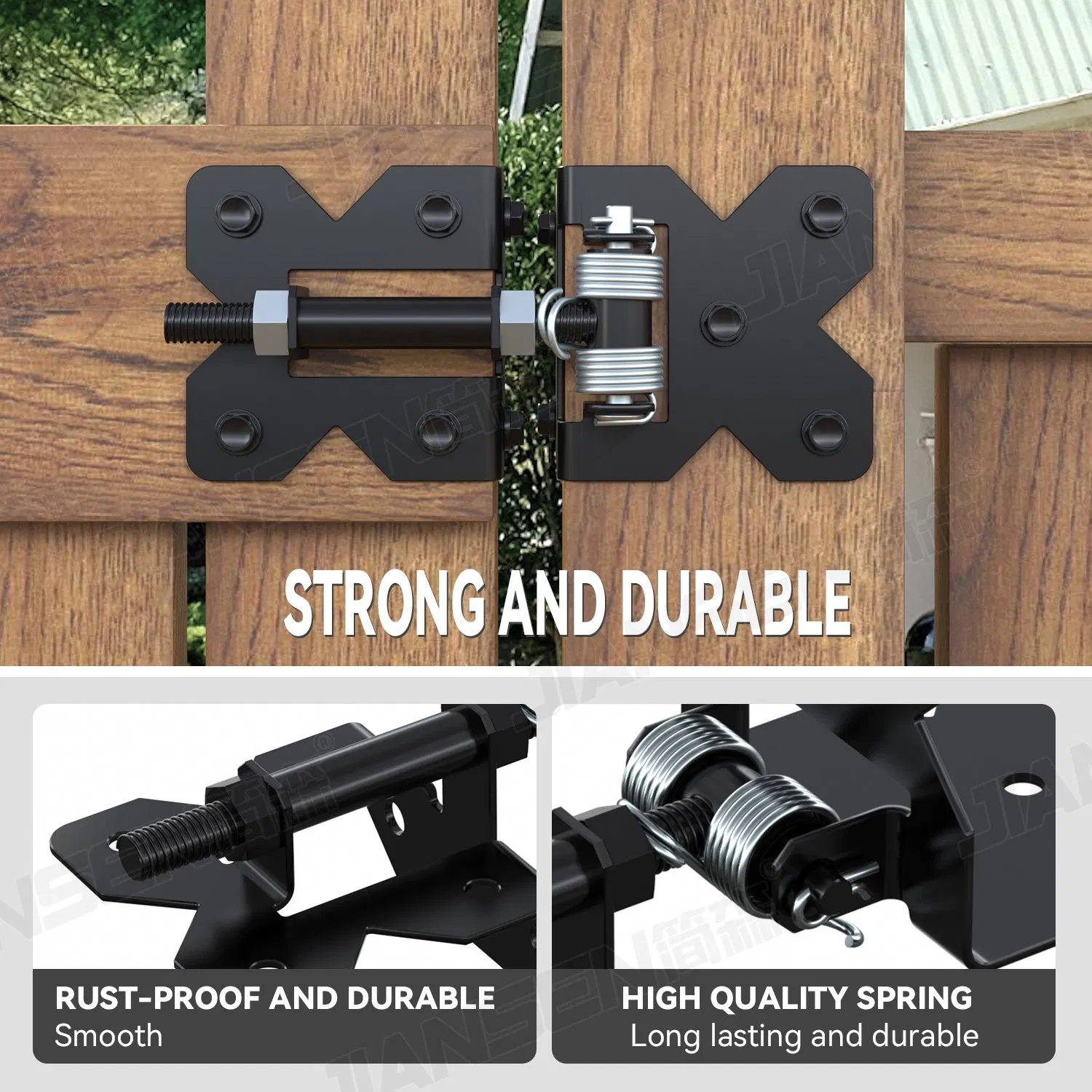 Heavy Duty PVC Vinyl Wood Fence Gate Hinges Iron Self-Closing Gate Latch Adjuster PVC Fence Gate Hinge for Wooden Vinyl PVC Fences Hinges