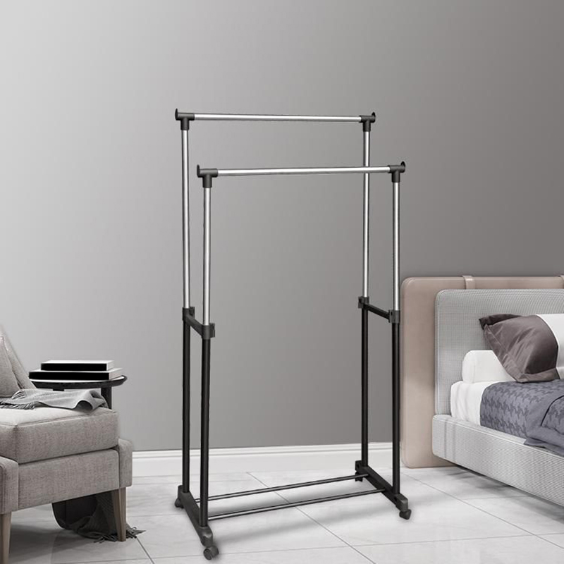 Modern Standing Folding Stainless Steel Clothes Drying Rack with Wheels