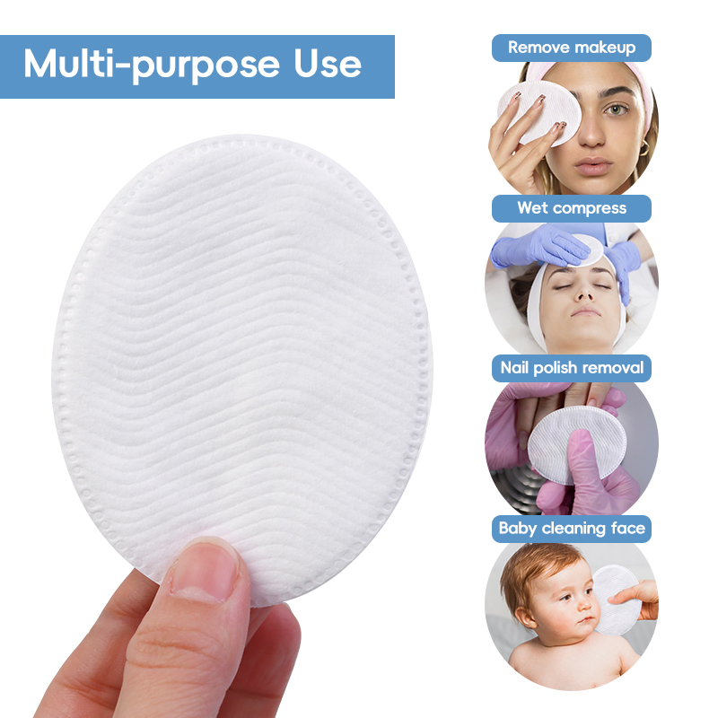 50PCS Oval Wave Pattern Cotton Pads 100% Pure Cotton for Women