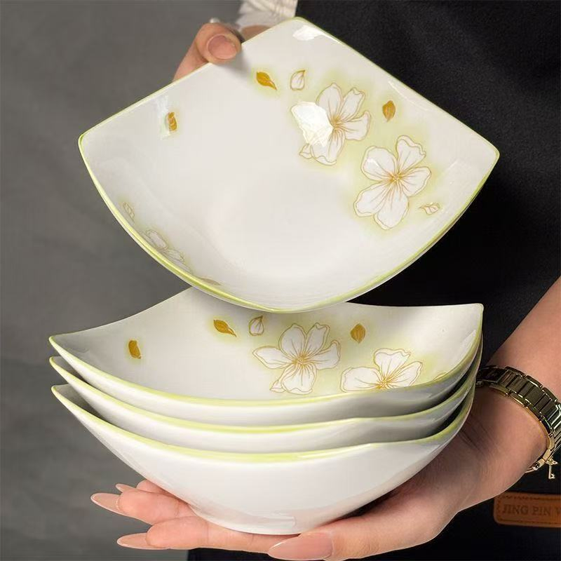 7"Square Salad Bowl Pad Printing Stoneware Porcelainware Ceramic Tableware