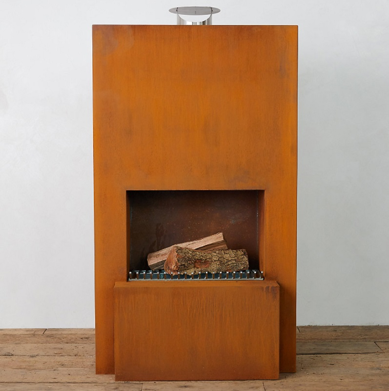 Outdoor Free Standing Corten Steel Fireplace Metal Fire Pit with Grill