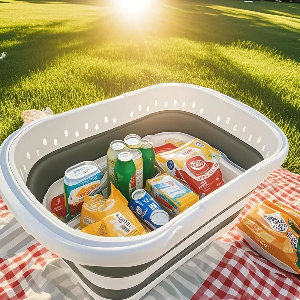 Kitchen Storage Tool Fruit Vegetable Washing Basket Strainers Collapsible Colander Folding Drain Basket Basin