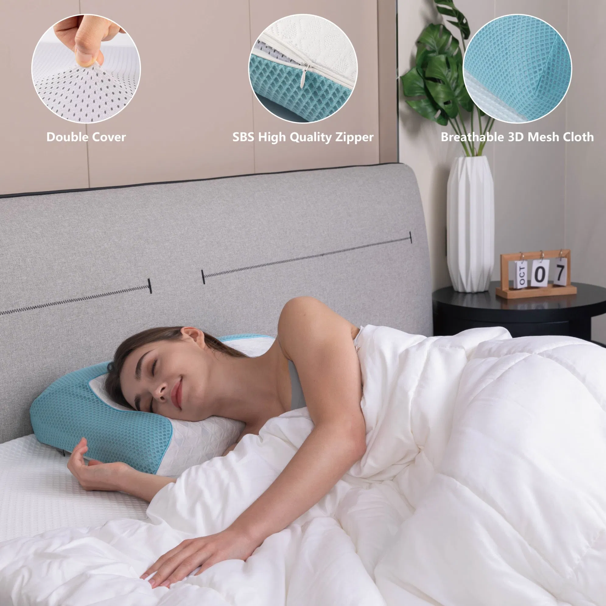 Factory Direct Sales Cervical Memory Foam Bed Pillow with Washable Cooling Cover