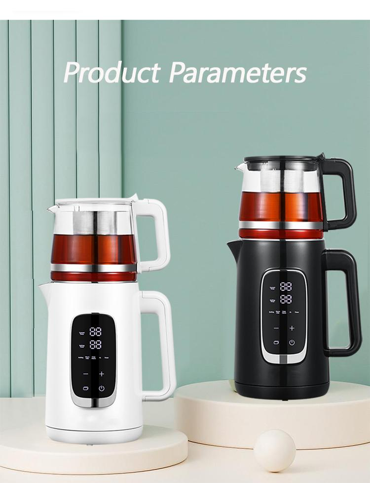 Black Color Box Nordic Luxury Stainless Steel Tea Maker Machine Electric Kettle Glass Tea Heater