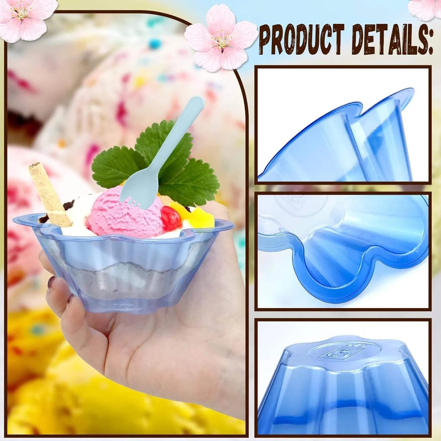 Disposable Pet Hexagonal/Heptagonal Flower Bowl Salad Container Transparent Plastic Snow Ice Rain Takeaway Salad Dessert Cups Various Colors