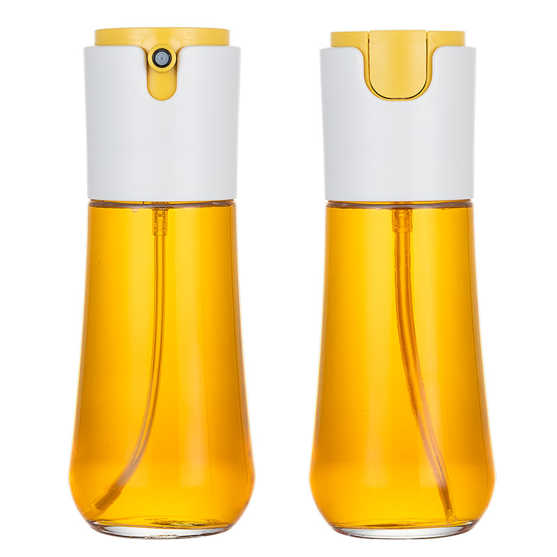 Wholesale 10oz Glass Olive Oil Container Plastic Pump Sprayer 2 in 1 Oil Spray Dispenser for Kitchen Cooking BBQ Air Fryer