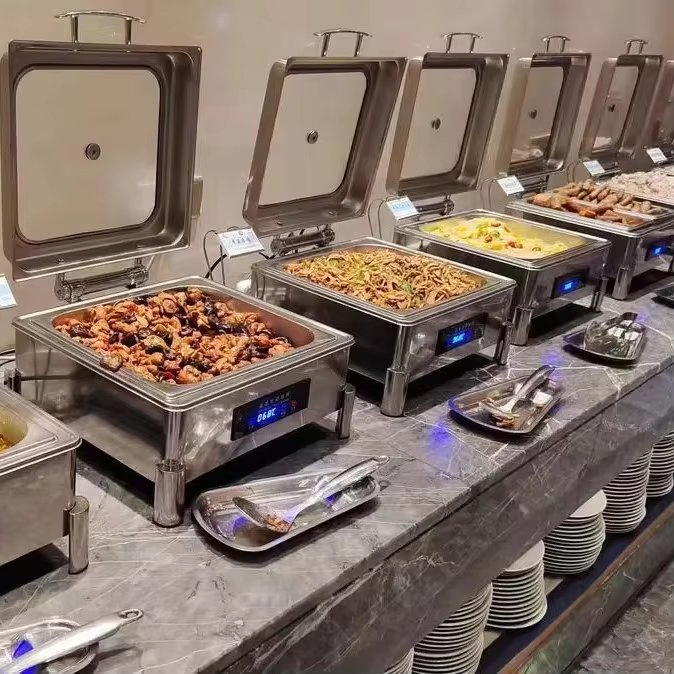 Buffet Stove Food Warmer Stainless Steel Squarer Chafing Dish for Hotel Catering Banquets and Parties