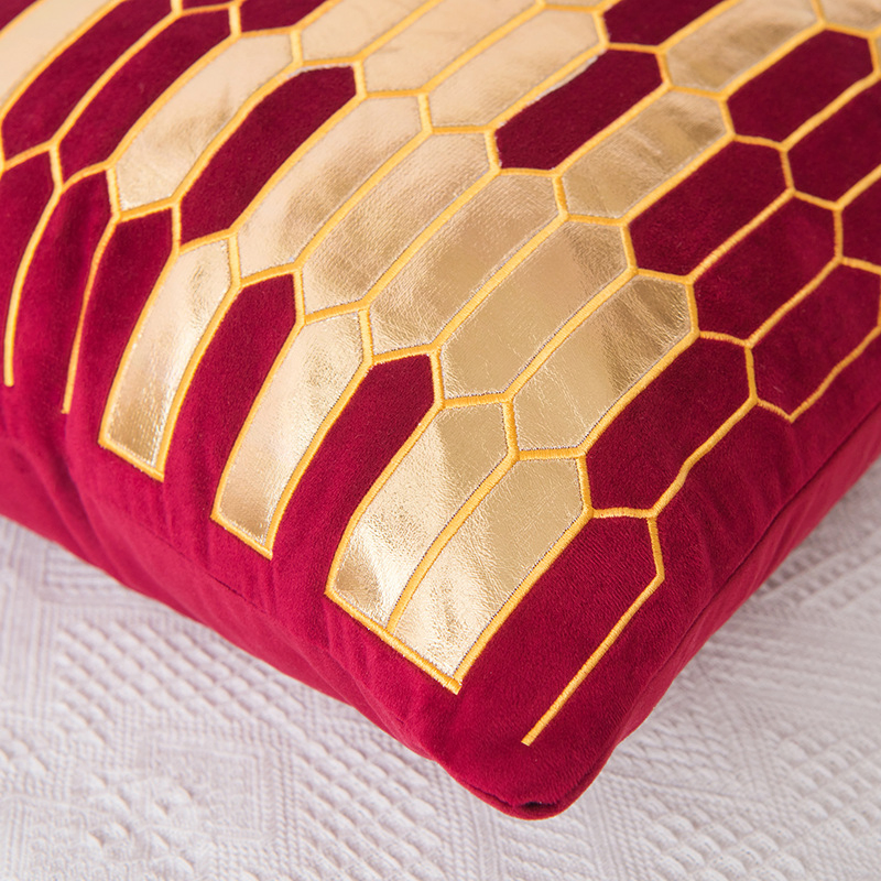Luxurious Golden Bronzing Thick Velvet Cushion Cover Gold Geometric Shiny Pillow Cover