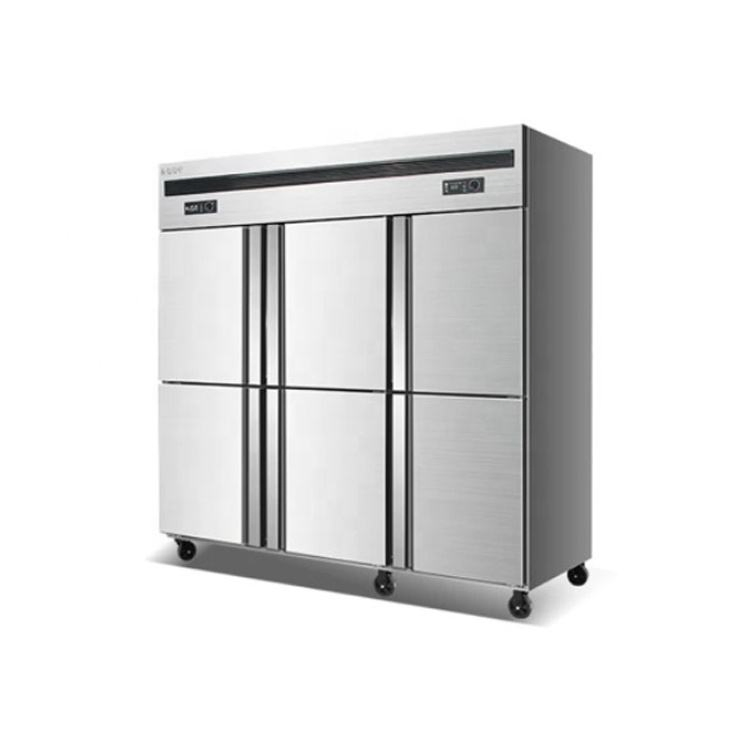 Commercial Stainless Steel Large Capacity Four-Door Double-Temperature Freezer with Thickened Construction